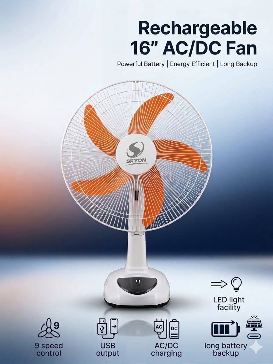 Skyon 16 Inch Rechargeable Touch Fan image 2